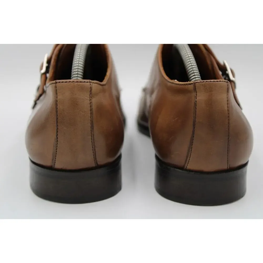Size 9.5 - Matteo Massimo 8279 Genuine Leather Monk Strap Dress Shoes Italy